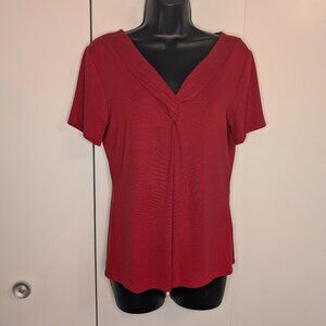Notations V Neck Knot Front Top SZ M